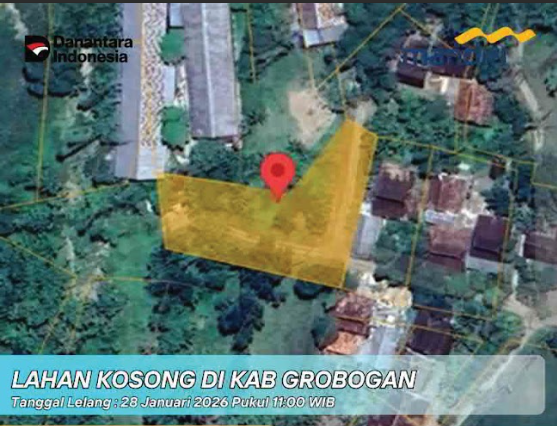 DIJUAL CEPAT !! Tanah Kosong di Kab. Grobogan Lelang Bank MANDIRI. Prov. Jawa Tengah
